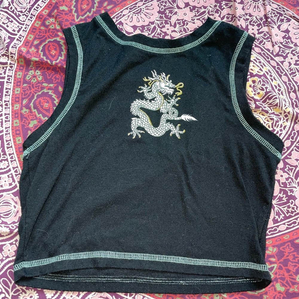 Dragon high neck cropped tee